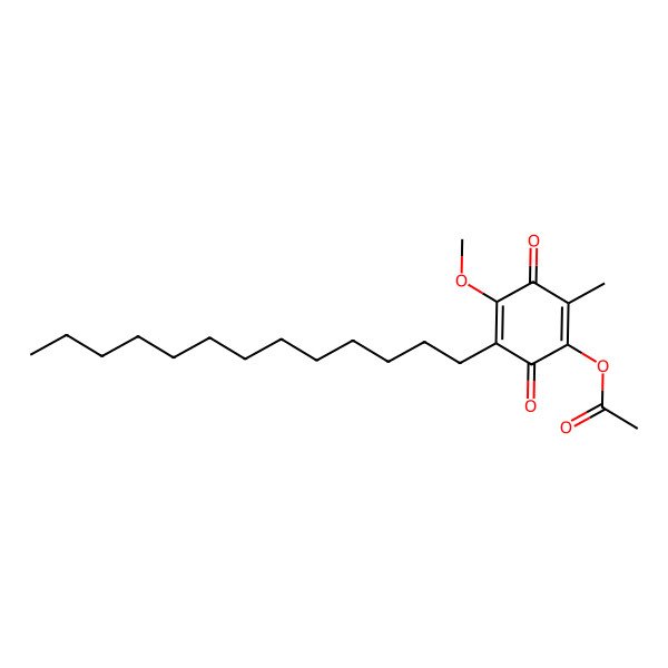 2D Structure of (4-Methoxy-2-methyl-3,6-dioxo-5-tridecylcyclohexa-1,4-dien-1-yl) acetate
