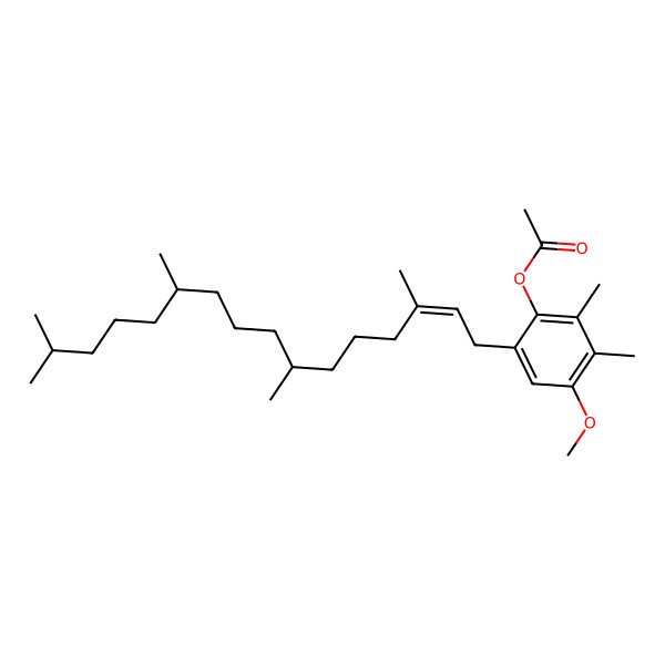 2D Structure of [4-methoxy-2,3-dimethyl-6-[(E,7R,11R)-3,7,11,15-tetramethylhexadec-2-enyl]phenyl] acetate