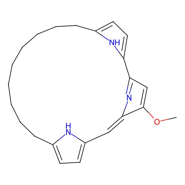 2D Structure of 4-Methoxy-23,24,25-triazatetracyclo[18.2.1.12,5.17,10]pentacosa-1(22),2(25),3,5,7,9,20-heptaene