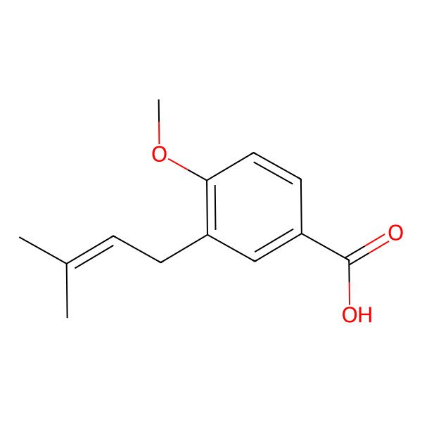 2D Structure of 4-Methoxy-3-(3-methyl-2-butenyl)-benzoic acid