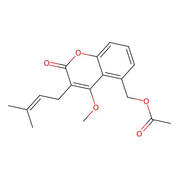2D Structure of [4-Methoxy-3-(3-methylbut-2-enyl)-2-oxochromen-5-yl]methyl acetate