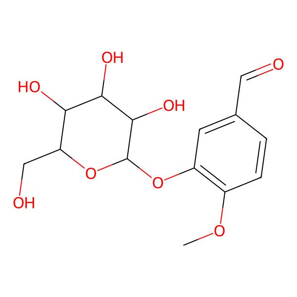 2D Structure of 4-Methoxy-3-[3,4,5-trihydroxy-6-(hydroxymethyl)oxan-2-yl]oxybenzaldehyde