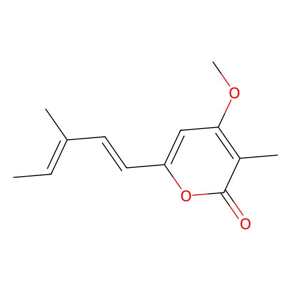 2D Structure of 4-methoxy-3-methyl-6-[(1E,3E)-3-methylpenta-1,3-dienyl]pyran-2-one