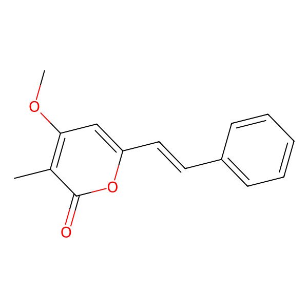 2D Structure of 4-Methoxy-3-methyl-6-(2-phenylethenyl)pyran-2-one