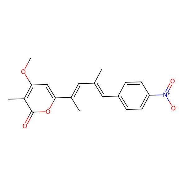 2D Structure of 4-Methoxy-3-methyl-6-[4-methyl-5-(4-nitrophenyl)penta-2,4-dien-2-yl]-2H-pyran-2-one