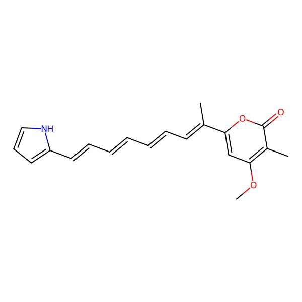 2D Structure of 4-methoxy-3-methyl-6-[9-(1H-pyrrol-2-yl)nona-2,4,6,8-tetraen-2-yl]pyran-2-one