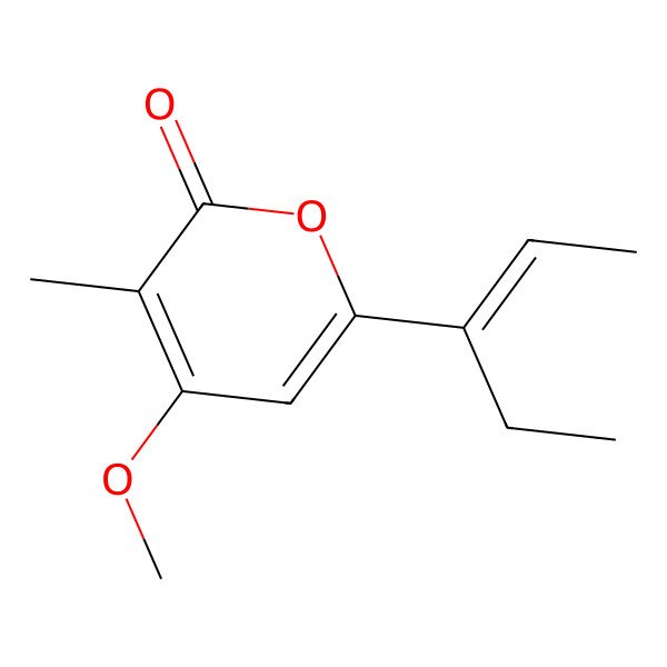 2D Structure of 4-Methoxy-3-methyl-6-pent-2-en-3-ylpyran-2-one