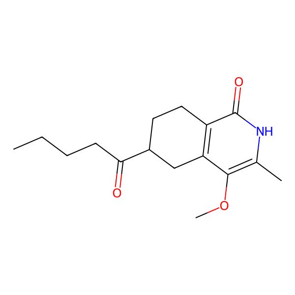 2D Structure of 4-methoxy-3-methyl-6-pentanoyl-5,6,7,8-tetrahydro-2H-isoquinolin-1-one