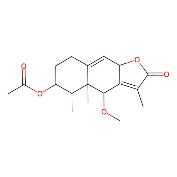 2D Structure of (4-Methoxy-3,4a,5-trimethyl-2-oxo-4,5,6,7,8,9a-hexahydrobenzo[f][1]benzofuran-6-yl) acetate