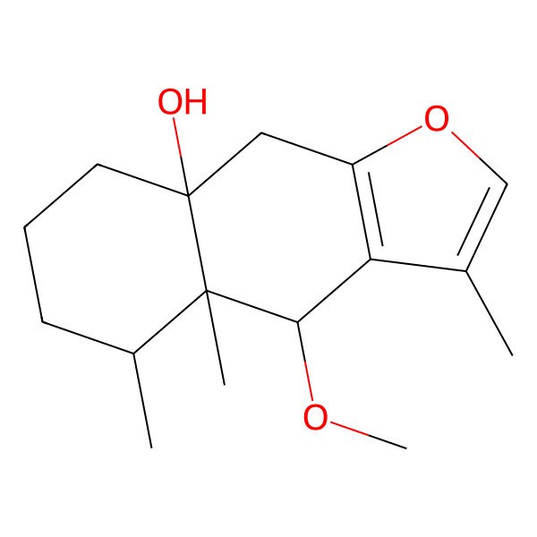 2D Structure of 4-Methoxy-3,4a,5-trimethyl-4,5,6,7,8,9-hexahydrobenzo[f][1]benzofuran-8a-ol