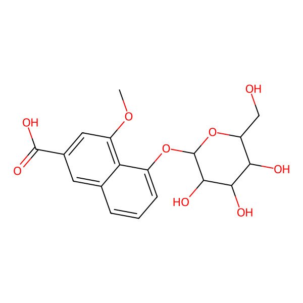 2D Structure of 4-Methoxy-5-[3,4,5-trihydroxy-6-(hydroxymethyl)oxan-2-yl]oxynaphthalene-2-carboxylic acid