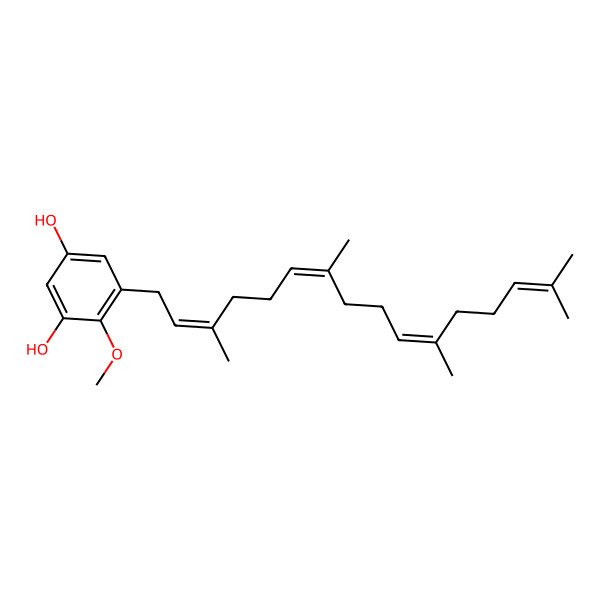 2D Structure of 4-Methoxy-5-(3,7,11,15-tetramethyl-2,6,10,14-hexadecatetraenyl)-1,3-benzenediol
