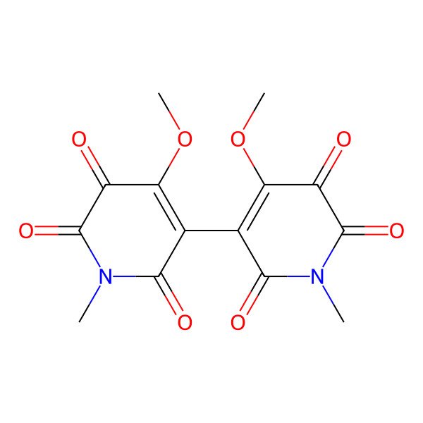 2D Structure of 4-Methoxy-5-(4-methoxy-1-methyl-2,5,6-trioxopyridin-3-yl)-1-methylpyridine-2,3,6-trione