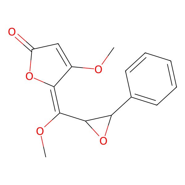 2D Structure of 4-Methoxy-5-[methoxy-(3-phenyloxiran-2-yl)methylidene]furan-2-one