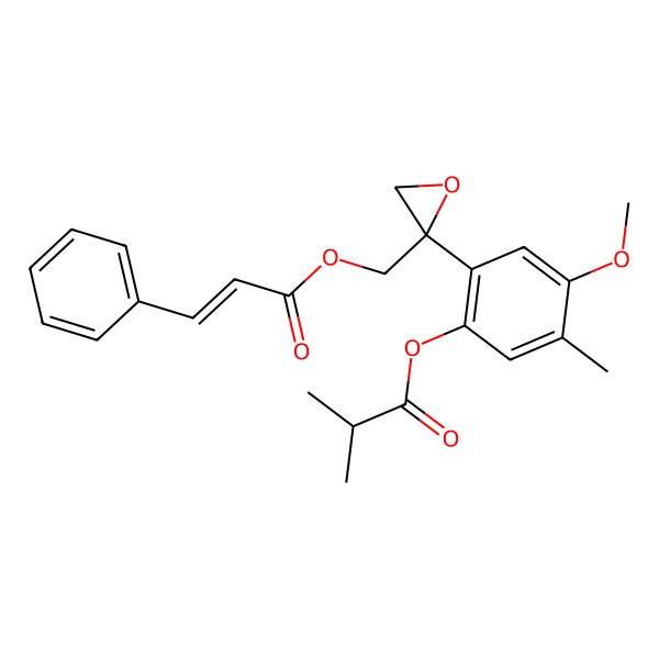 2D Structure of [4-Methoxy-5-methyl-2-[2-(3-phenylprop-2-enoyloxymethyl)oxiran-2-yl]phenyl] 2-methylpropanoate