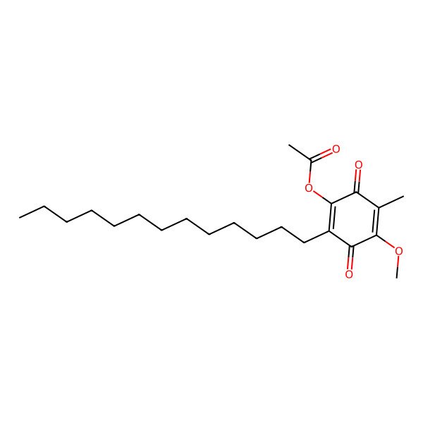 2D Structure of (4-Methoxy-5-methyl-3,6-dioxo-2-tridecylcyclohexa-1,4-dien-1-yl) acetate