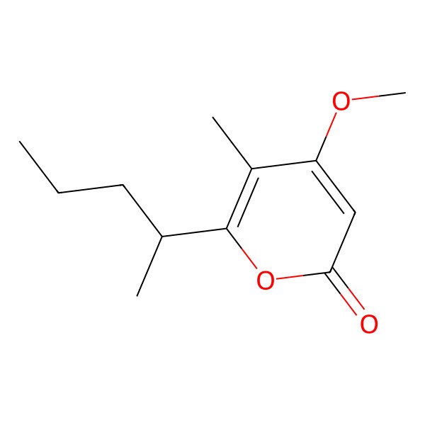 2D Structure of 4-methoxy-5-methyl-6-[(2R)-pentan-2-yl]pyran-2-one
