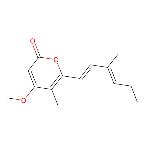 2D Structure of 4-Methoxy-5-methyl-6-(3-methylhexa-1,3-dienyl)pyran-2-one