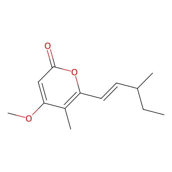 2D Structure of 4-Methoxy-5-methyl-6-(3-methylpent-1-enyl)pyran-2-one