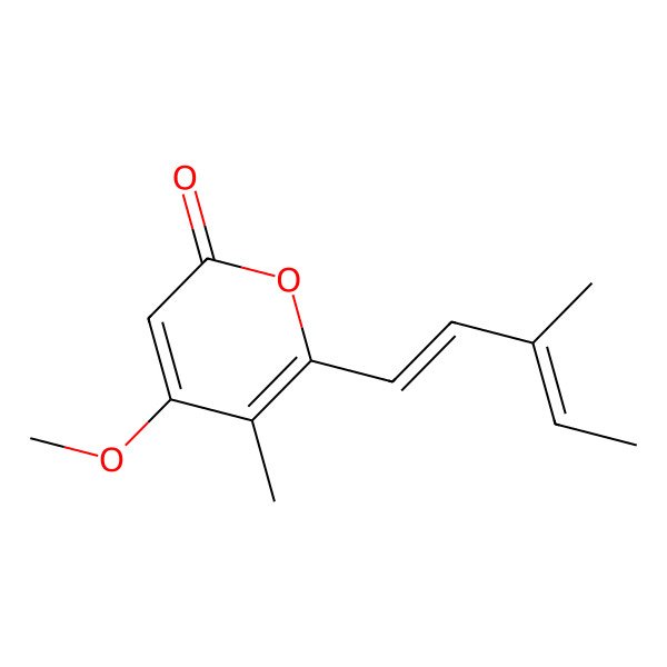 2D Structure of 4-Methoxy-5-methyl-6-(3-methylpenta-1,3-dienyl)pyran-2-one