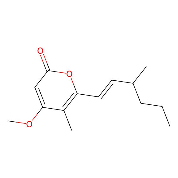 2D Structure of 4-methoxy-5-methyl-6-[(E,3R)-3-methylhex-1-enyl]pyran-2-one