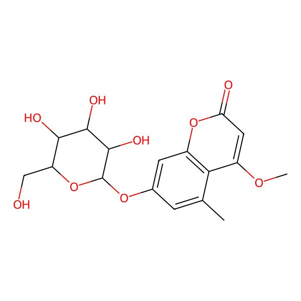 2D Structure of 4-Methoxy-5-methyl-7-[3,4,5-trihydroxy-6-(hydroxymethyl)oxan-2-yl]oxychromen-2-one