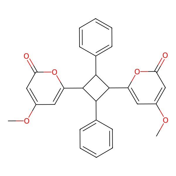 2D Structure of 4-Methoxy-6-[3-(4-methoxy-6-oxopyran-2-yl)-2,4-diphenylcyclobutyl]pyran-2-one