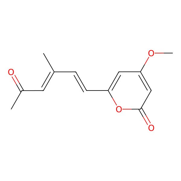 2D Structure of 4-Methoxy-6-(3-methyl-5-oxohexa-1,3-dienyl)pyran-2-one