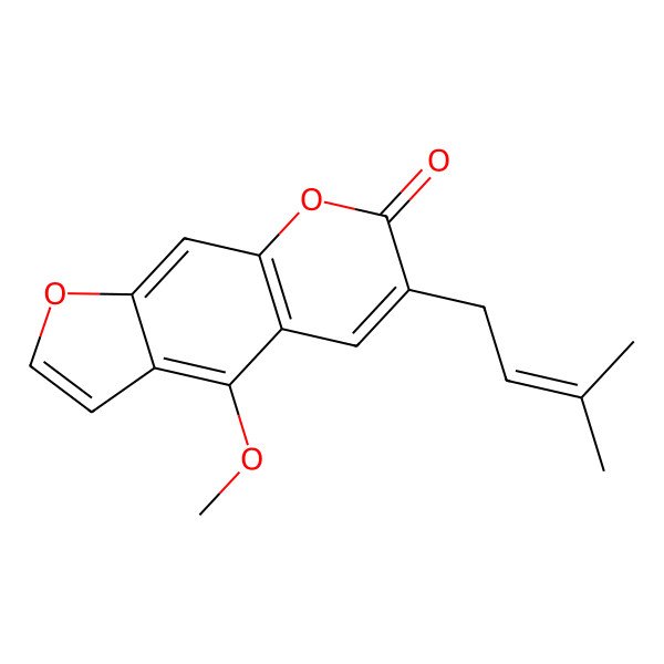 2D Structure of 4-Methoxy-6-(3-methylbut-2-enyl)furo[3,2-g]chromen-7-one