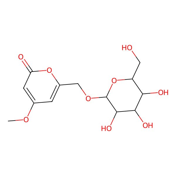 2D Structure of 4-Methoxy-6-[[3,4,5-trihydroxy-6-(hydroxymethyl)oxan-2-yl]oxymethyl]pyran-2-one