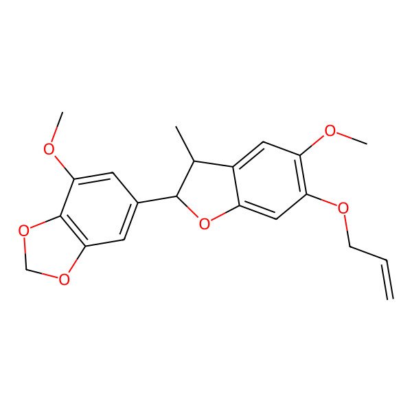 2D Structure of 4-Methoxy-6-(5-methoxy-3-methyl-6-prop-2-enoxy-2,3-dihydro-1-benzofuran-2-yl)-1,3-benzodioxole