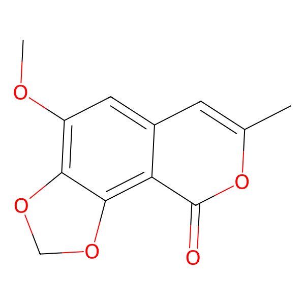 2D Structure of 4-Methoxy-7-methyl-9H-1,3-dioxolo[4,5-h][2]benzopyran-9-one