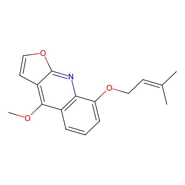 2D Structure of 4-Methoxy-8-(3-methylbut-2-enoxy)furo[2,3-b]quinoline