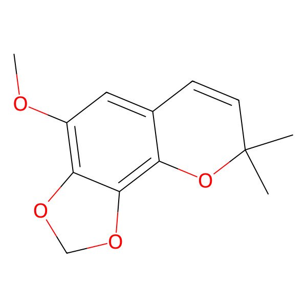 2D Structure of 4-Methoxy-8,8-dimethyl-[1,3]dioxolo[4,5-h]chromene