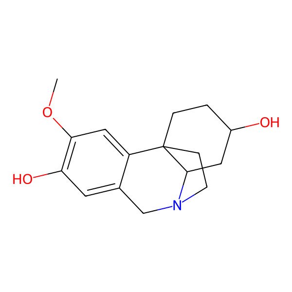 2D Structure of 4-Methoxy-9-azatetracyclo[7.5.2.01,10.02,7]hexadeca-2,4,6-triene-5,12-diol