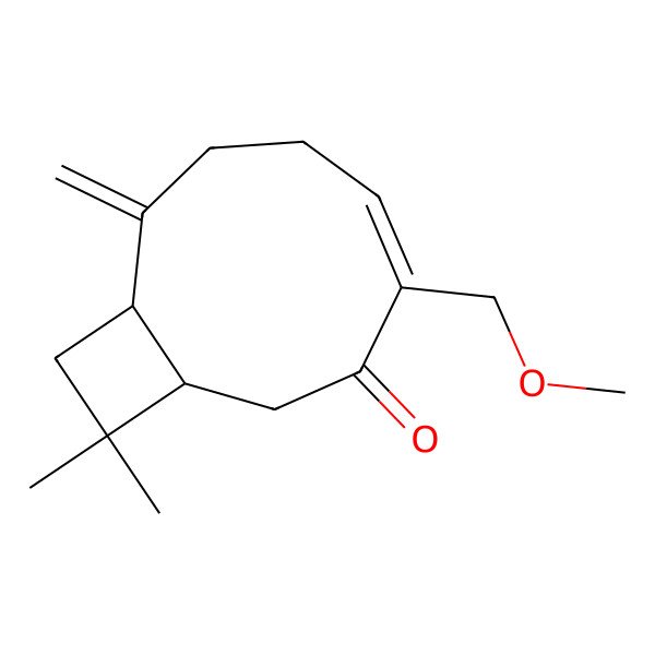 2D Structure of 4-(Methoxymethyl)-11,11-dimethyl-8-methylidenebicyclo[7.2.0]undec-4-en-3-one