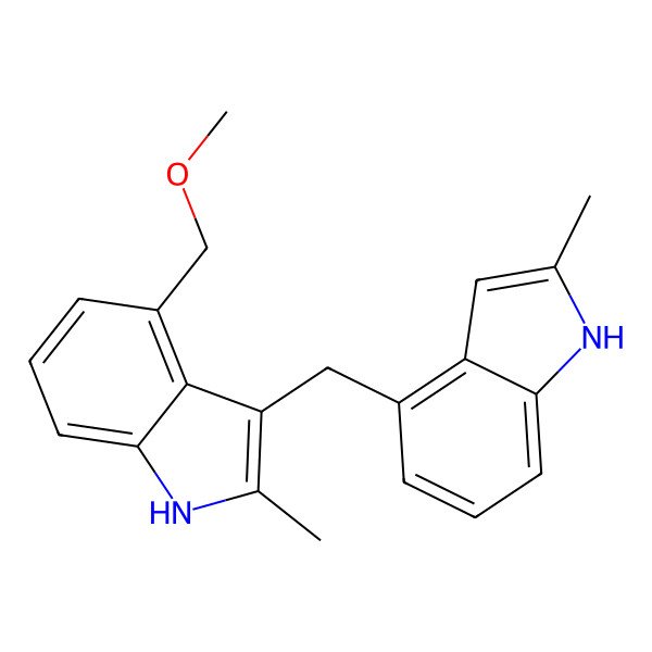 2D Structure of 4-(methoxymethyl)-2-methyl-3-[(2-methyl-1H-indol-4-yl)methyl]-1H-indole