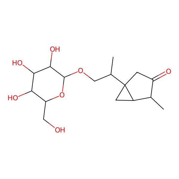 2D Structure of 4-Methyl-1-[1-[3,4,5-trihydroxy-6-(hydroxymethyl)oxan-2-yl]oxypropan-2-yl]bicyclo[3.1.0]hexan-3-one