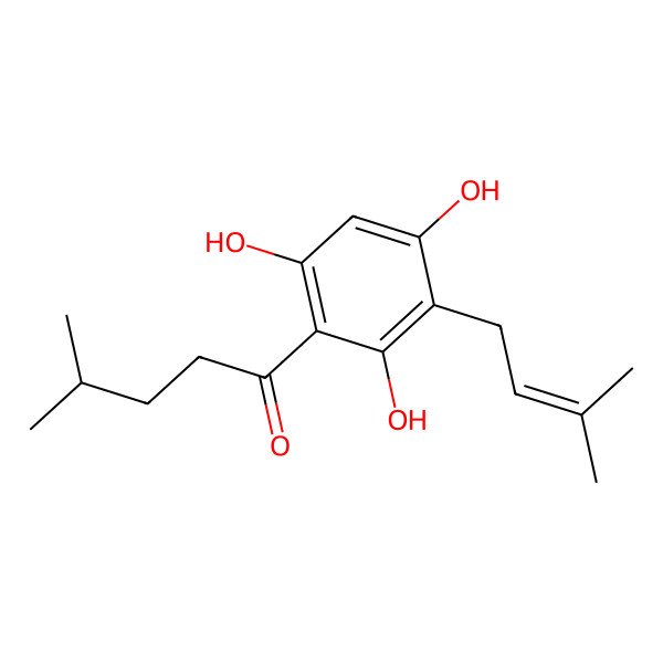 2D Structure of 4-Methyl-1-[2,4,6-trihydroxy-3-(3-methyl-2-buten-1-yl)phenyl]-1-pentanone