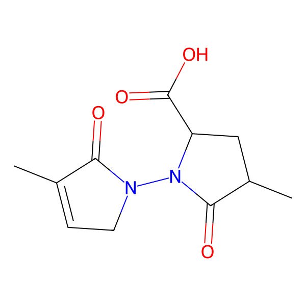 2D Structure of 4-methyl-1-(4-methyl-5-oxo-2H-pyrrol-1-yl)-5-oxopyrrolidine-2-carboxylic acid