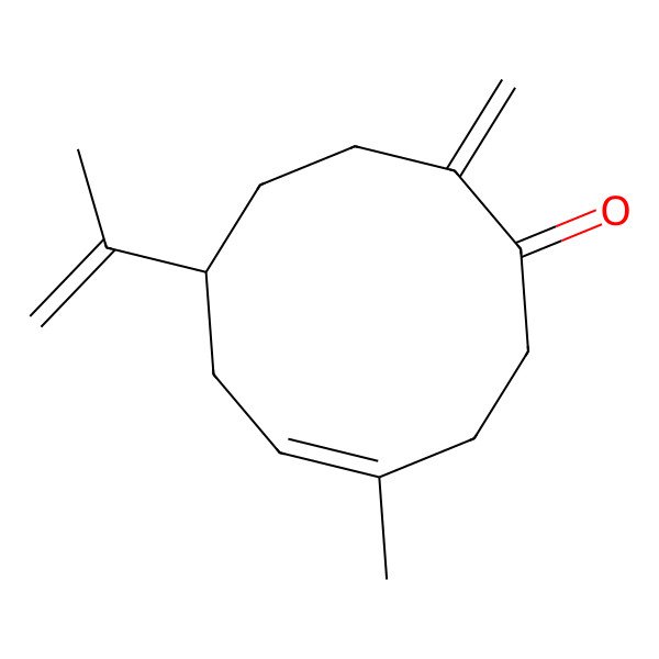 2D Structure of 4-Methyl-10-methylidene-7-prop-1-en-2-ylcyclodec-4-en-1-one
