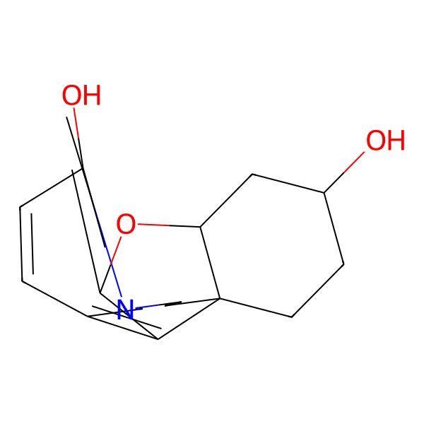 2D Structure of 4-Methyl-11-oxa-4-azatetracyclo[8.6.1.01,12.06,17]heptadeca-6(17),7,9-triene-9,14-diol
