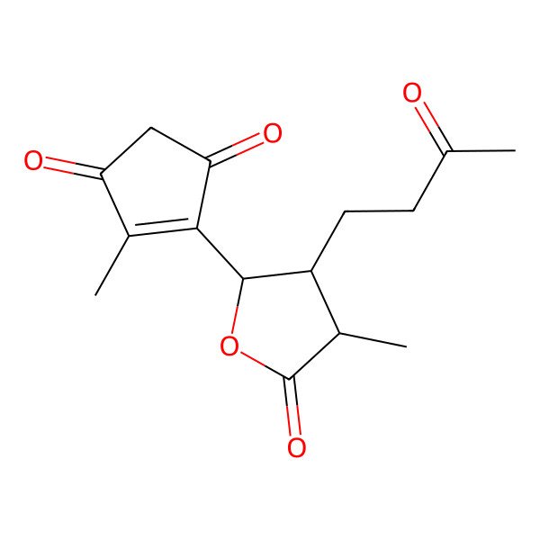 2D Structure of 4-Methyl-5-[4-methyl-5-oxo-3-(3-oxobutyl)oxolan-2-yl]cyclopent-4-ene-1,3-dione