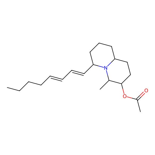 2D Structure of (4-methyl-6-octa-1,3-dienyl-2,3,4,6,7,8,9,9a-octahydro-1H-quinolizin-3-yl) acetate