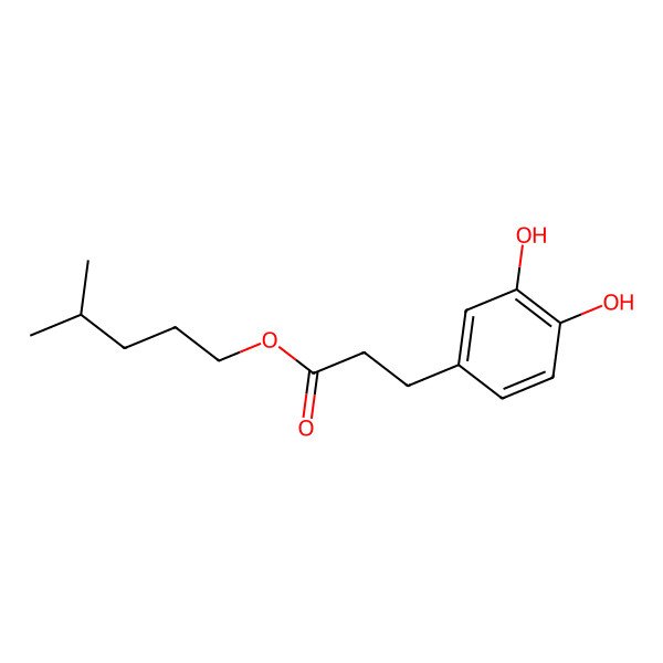 2D Structure of 4-Methylpentyl 3-(3,4-dihydroxyphenyl)propanoate