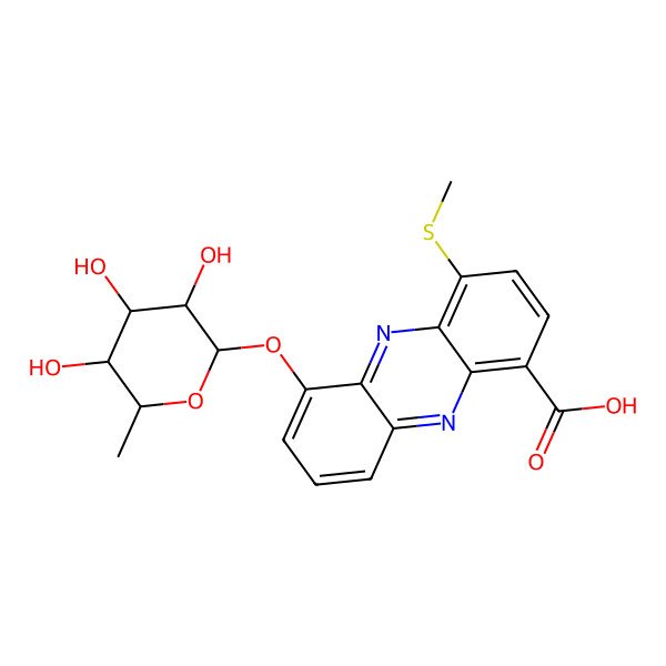 2D Structure of 4-Methylsulfanyl-6-(3,4,5-trihydroxy-6-methyloxan-2-yl)oxyphenazine-1-carboxylic acid