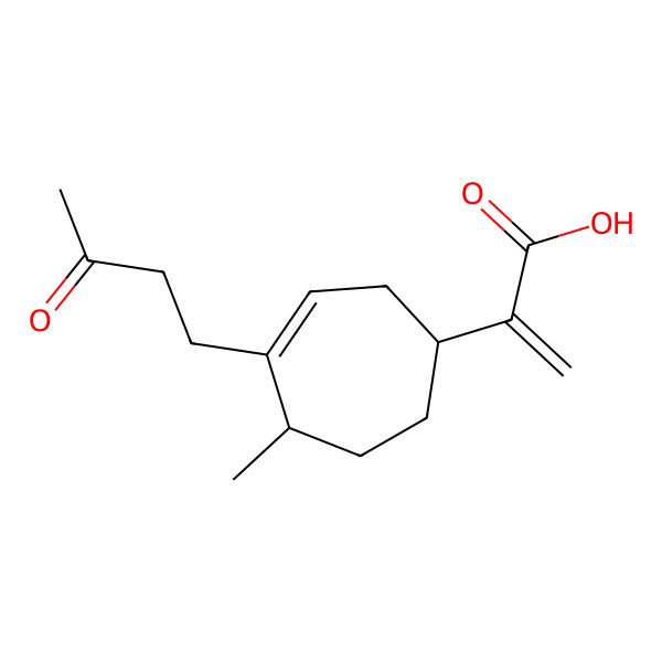 2D Structure of (1R,5S)-5-Methyl-alpha-methylene-4-(3-oxobutyl)-3-cycloheptene-1-acetic acid