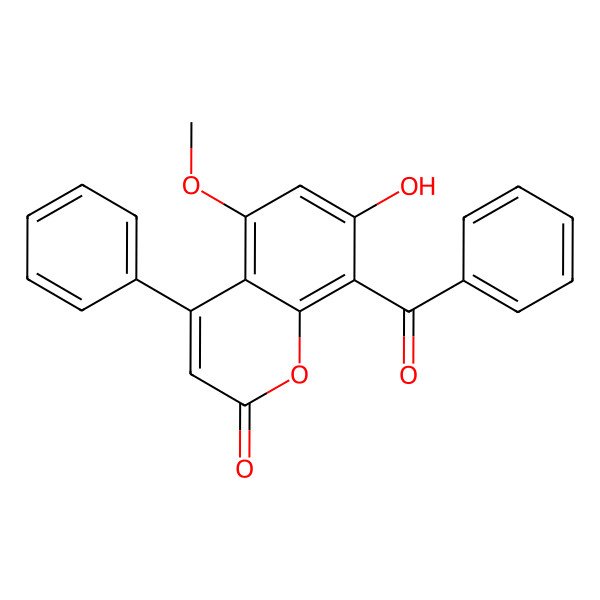 2D Structure of 4-Phenyl-5-methoxy-7-hydroxy-8-benzoylcoumarin