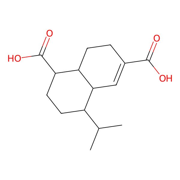 2D Structure of 4-Propan-2-yl-1,2,3,4,4a,7,8,8a-octahydronaphthalene-1,6-dicarboxylic acid