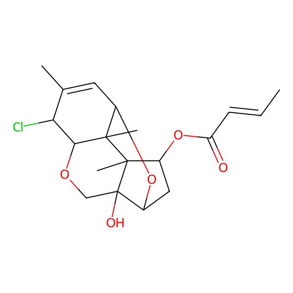 2D Structure of 4-((Z)-but-2-enoyloxy)-8-chloro-12-hydroxy-7,13-epoxytrichothec-9-ene
